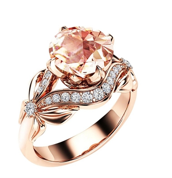 Jewelry - Stunning 18K Rose Gold Plated Bow Engagement Ring Cubic Zirconia Flower Size 8